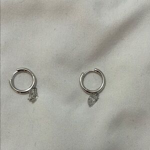 Kendra Scott Silver and White Heart Charm Earrings